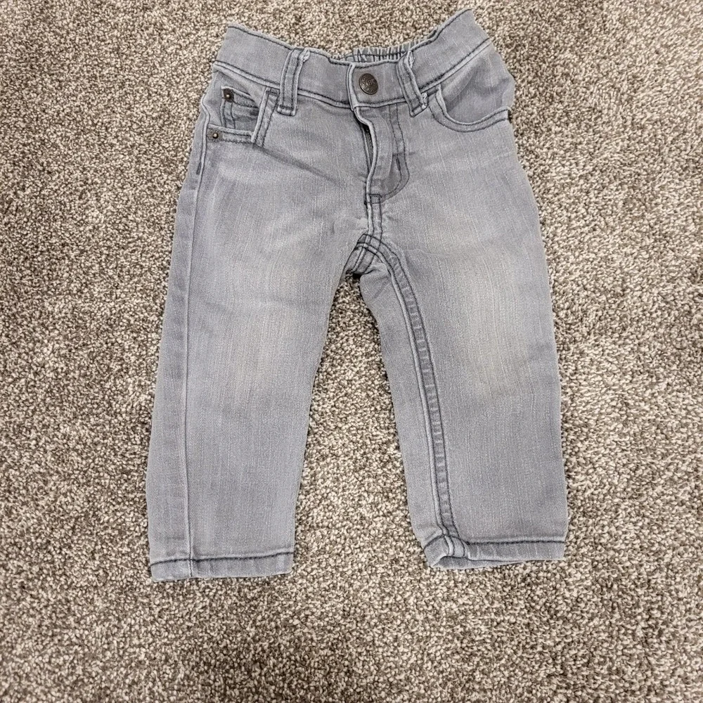 Crazy 8 Rocker Jeans Kids 6-12 Months Gray Slim Fit Elastic Waist Denim Pants